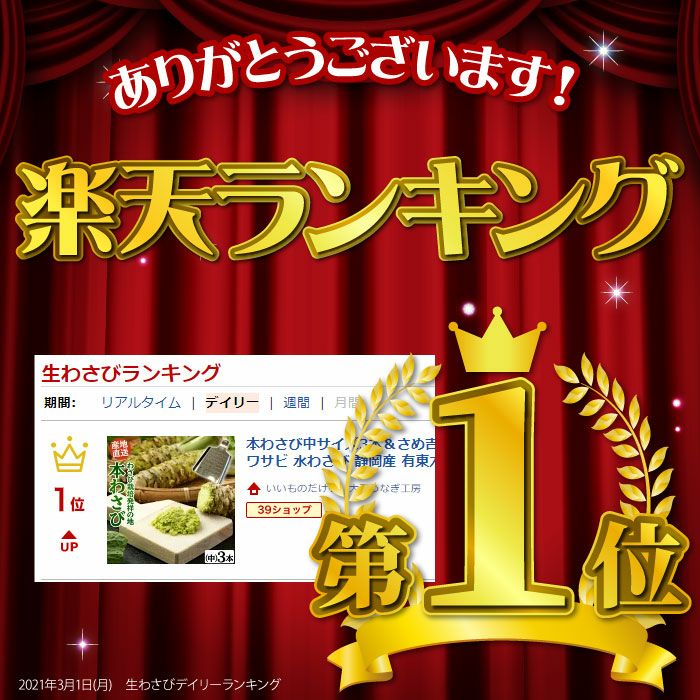 わさび栽培発祥の地「有東木」本わさび3本＆おろし金 ｜ ワサビのお取り寄せなら大五うなぎ工房本店